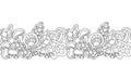 Seamless border in doodle style. Autumn Black and white background. Coloring book pages Royalty Free Stock Photo