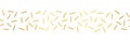 Seamless border with faux gold foil sprinkles. Repeating horizontal decorative banner pattern metallic golden shiny rectangle