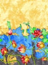 Seamless textile flower border pattern