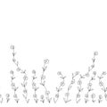 A seamless border of flowers is drawn in the doodle style with one continuous line. A thin black contour line on a white Royalty Free Stock Photo