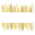 Seamless border, hand drawn wheat ears on white background. Vector illustration Royalty Free Stock Photo