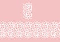 Seamless border lace fabric texture. White openwork pattern on pink background. Pattern brush. Craft clothing design element. For Royalty Free Stock Photo