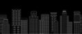 Seamless border of line skyscrapers. Black and white Royalty Free Stock Photo
