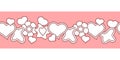 Seamless border with love hearts and flowers Royalty Free Stock Photo