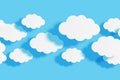 Seamless border with paper clouds on blue sky background for Your design