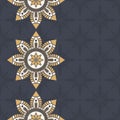 Seamless border pattern with color vector mandalas. Mandala ornamental borders