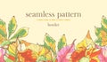 Seamless border pattern with sketch colorful leaves. Seamless autumn stripe. Vector illustration Royalty Free Stock Photo