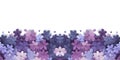 Seamless border with purple flowers on white background, decorative floral card design, Vector, generative ai Royalty Free Stock Photo