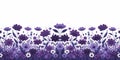 Seamless border with purple flowers on a white background, floral graphic, Vector illustration, generative ai Royalty Free Stock Photo