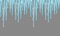 Seamless border with realistic icicles. Design template for merry christmas. Vector Royalty Free Stock Photo