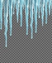 Seamless border with realistic icicles. Design template for merry christmas. Vector Royalty Free Stock Photo