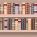 Seamless border of shelf with old books. Royalty Free Stock Photo