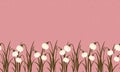 Seamless border from snowdrop on dusty pink in small light cream circles background for International Women`s Day March 8.Cute