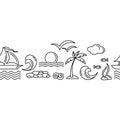 Seamless border. Vacation travel. The concept of sea cruises, vector motif . Monochrome