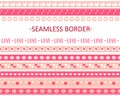 Seamless borders with hearts, flowers, keys. Decor for scrapbooking, postcards, backgrounds for Valentine`s Day, wedding, birthda Royalty Free Stock Photo