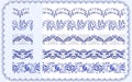 Seamless borders set of ethnic classical floral mural. Blue ribbon ornament isolated on white.