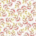 Seamless botanic pink yellow pattern. Digital illustration.