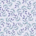 Seamless blue pattern of leafs. Digital illustration of leaf.