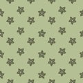 Seamless botanic pattern with pale green flower tropic elements. Natural vintage hand drawn artwork