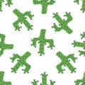Seamless Botanical green and white desert flora . Cartoon cactuses and succulents for fabric, wallpaper