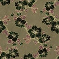 Seamless botanical pattern of beautiful flowers. Illustration for background