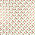 Delicate Pink Berry Floral Pattern With Green Leaves For Fabric And Wallpaper Design Royalty Free Stock Photo