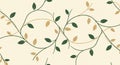 Seamless botanical pattern background with green and beige leaves and vines design art Royalty Free Stock Photo