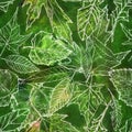 Seamless botanical pattern of leaves. Watercolor hand drawn illustration