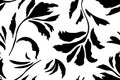 Seamless botanical pattern. modern collage of doodles of various flowers, twigs, freehand ink sketch on white background.