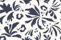 Seamless botanical pattern modern collage of doodles of various pattern shapes - flowers, dots, twigs, freehand ink sketch