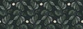 Seamless botanical pattern. Twigs with leaves Royalty Free Stock Photo