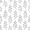 Seamless botanical pattern in black and white