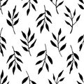 Seamless botanical pattern in black and white