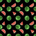 Vector pattern with watermelons Royalty Free Stock Photo