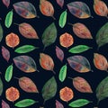 Set of watercolor leaves. seamless pattern