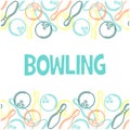 Seamless bowling pattern with skittles and bowling ba Royalty Free Stock Photo