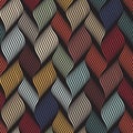 Seamless braided pattern with multicolored striped geometric elements. Vector illustration.