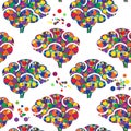 Seamless brain icon vector pattern