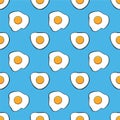 Seamless breakfast pattern with fried eggs, vector