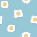 Seamless breakfast repeat pattern with egg in blue background cute lovely style Royalty Free Stock Photo