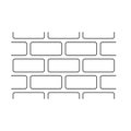 Seamless brick wall pattern, outlined, black isolated on white background, vector illustration.