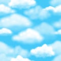 Seamless bright blue day sky pattern with white clouds Royalty Free Stock Photo
