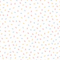 Seamless Bright confetti vector party pattern. Colorful sugar sprinkle design on a white background