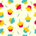 Seamless bright cupcake pattern. Food