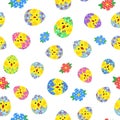 Seamless bright Easter pattern with shredded hens