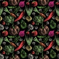 Seamless bright fresh pattern with farm vegetables