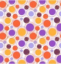 Seamless bright fun abstract pattern with circles isolated on wh Royalty Free Stock Photo