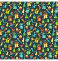 Seamless bright fun celebration festive pattern isolated on whit