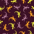 Seamless bright lizards pattern.