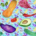 Seamless bright pattern with vegetables